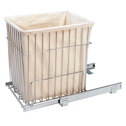 Full-extension wire hamper with machine washable canvas liner