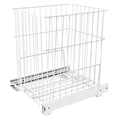 Rev-A-Shelf 14-3/4" Wide Roll-Out Wire Hamper Basket in White Finish - Front View
