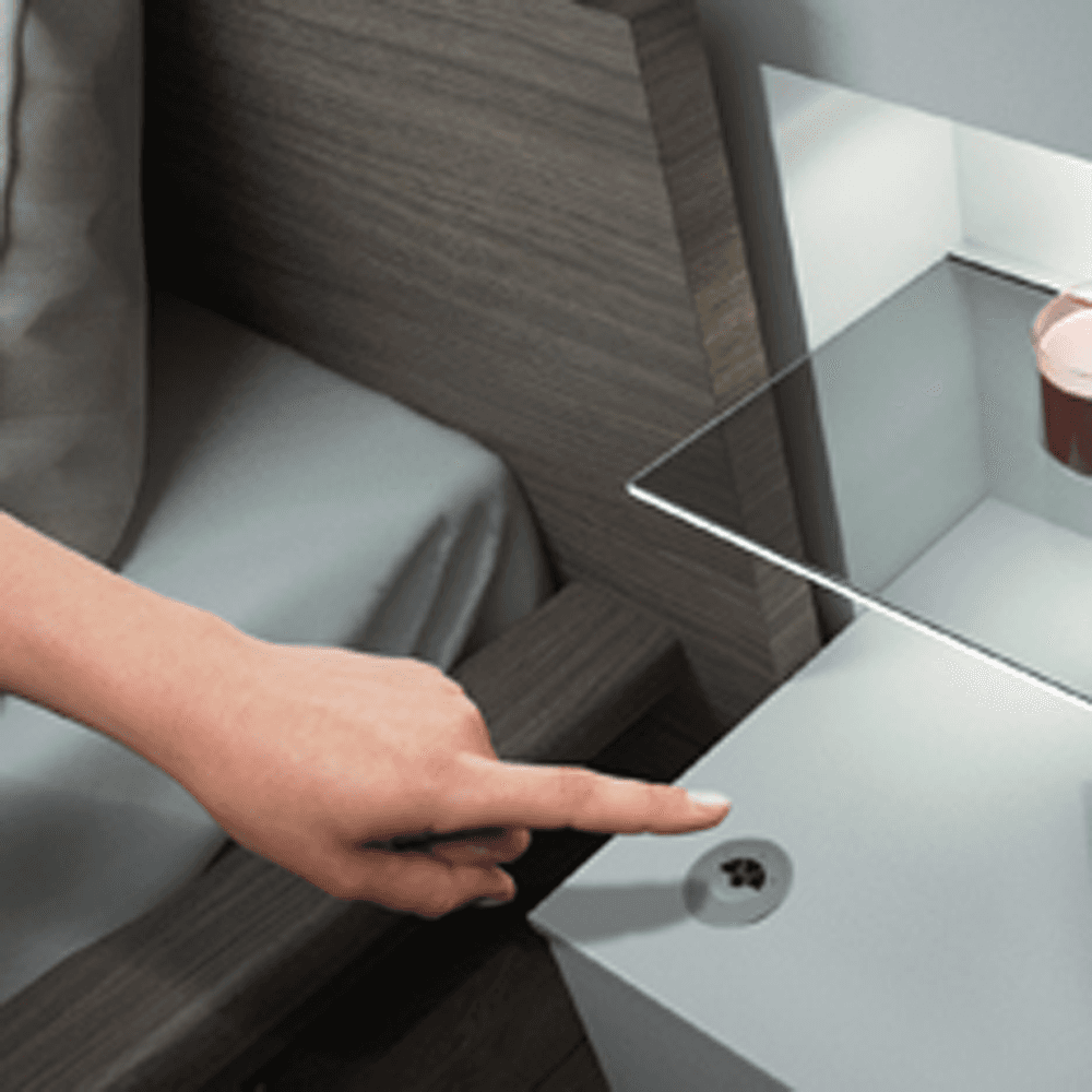 T527 Plastic Wireless Tri-Mitter Dimmer Controller, Nickel - Installed on Wall