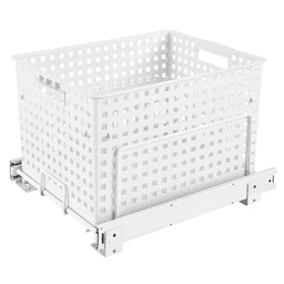 Rev-A-Shelf 14-3/8" Wire Hamper Basket with Full-Extension Slide, White Finish