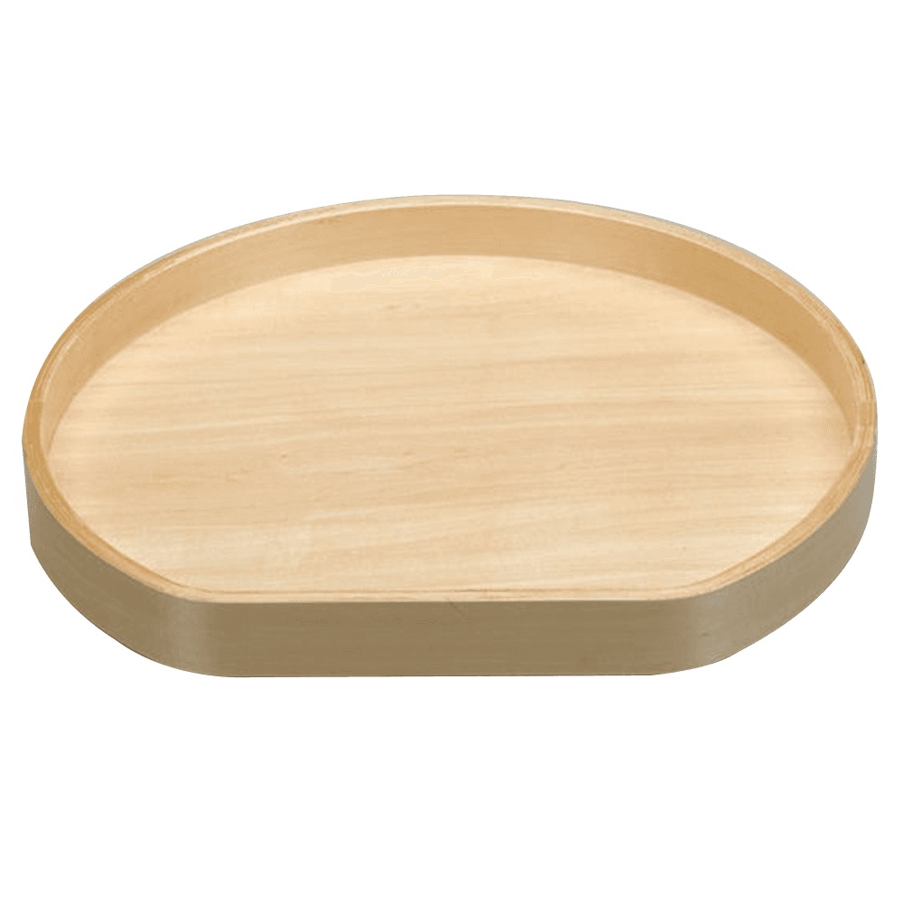 28" D-Shape 1 Tray Wood Lazy Susan with Steel Swivel Bearing - Main Image