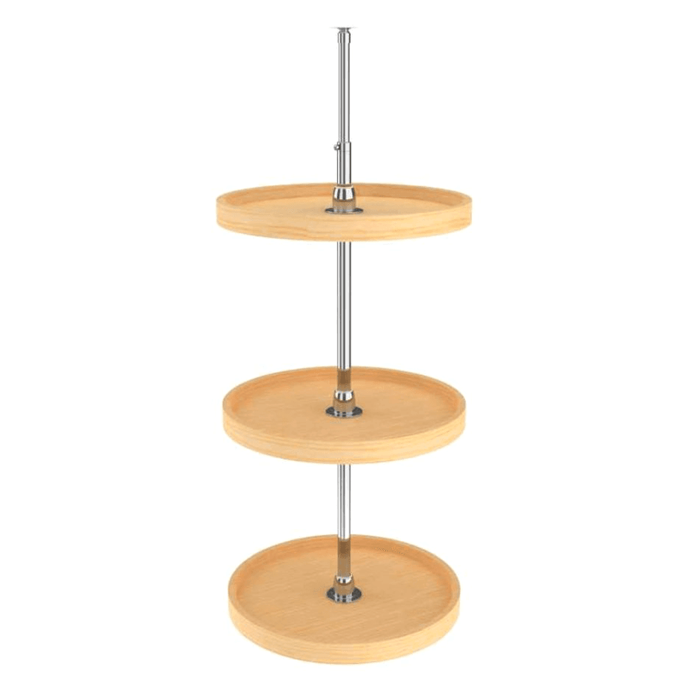 18" Full-Circle 3 Tray Lazy Susan, Wood - Main Image
