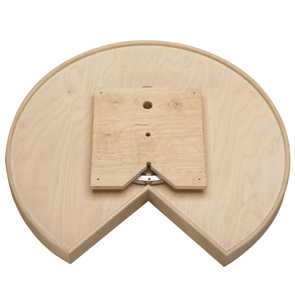 28" Kidney 1 Tray Wood Lazy Susan with Swivel Bearing - Alt Image 1