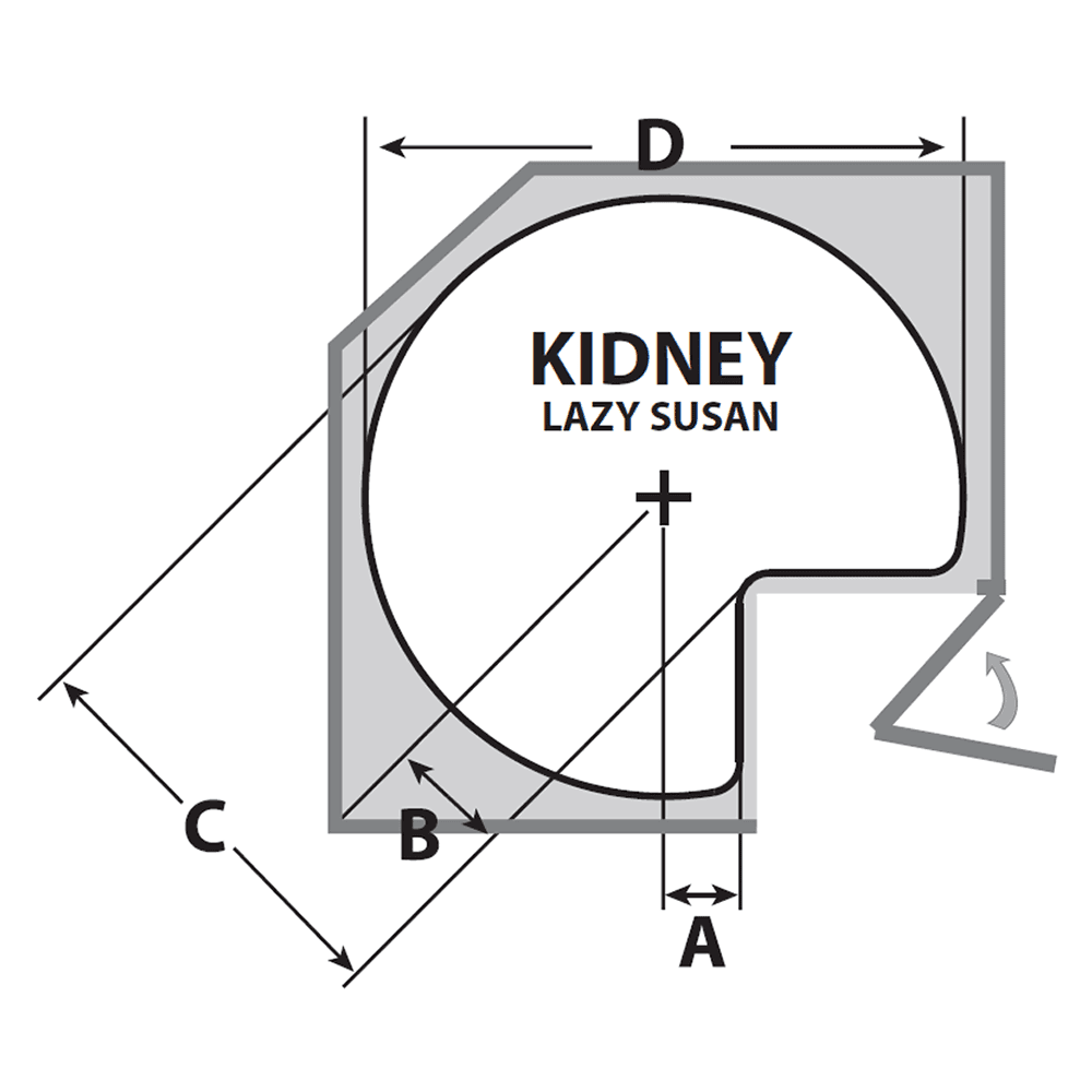 28" Kidney 1 Tray Wood Lazy Susan with Swivel Bearing - Alt Image 2