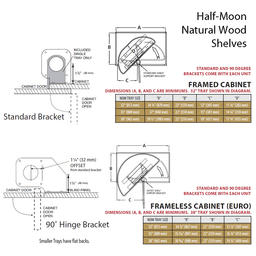 4NW 32" Half-Moon 2 Tray Wood Lazy Susan - Alt Image 1