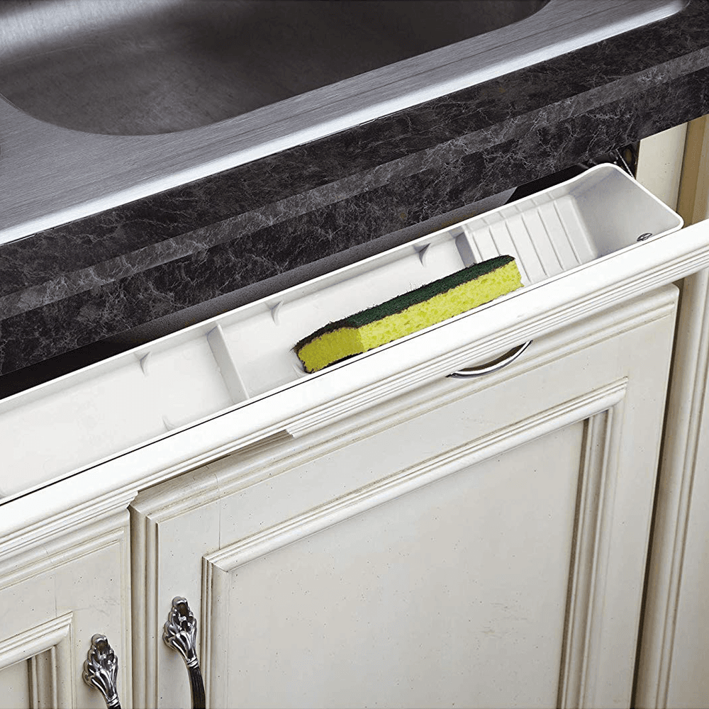 30-7/16" White Sink Front Tip-Out Tray with 1-Pair Hinges - Alt Image 1