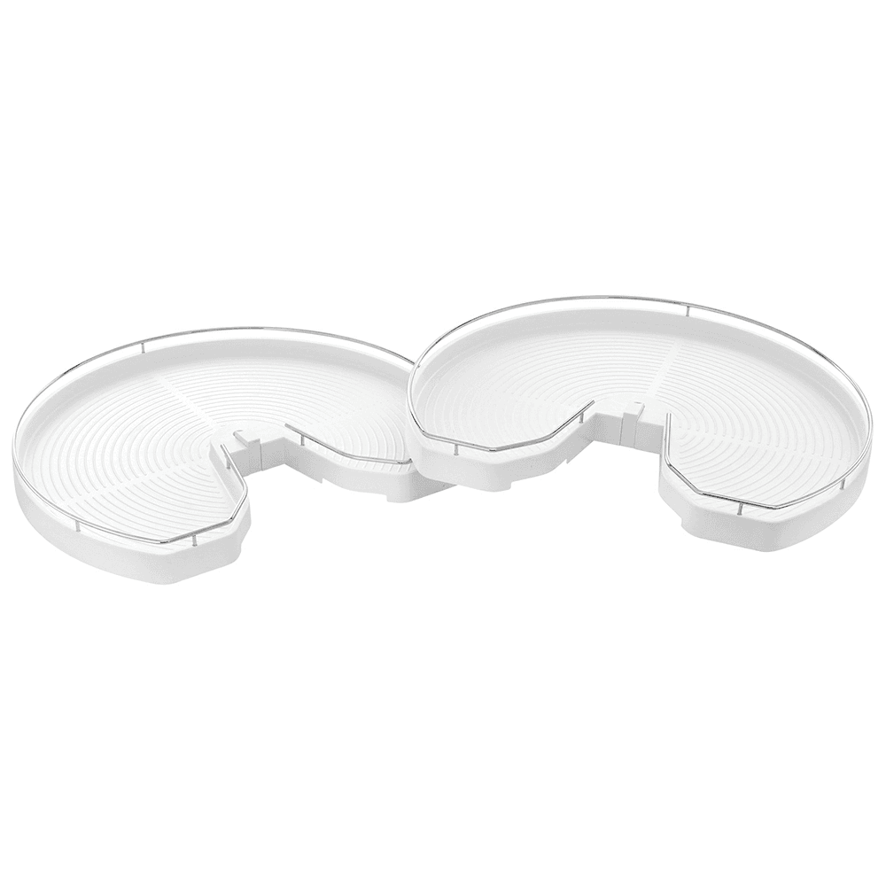 LD-CC 32" Collapsible Corner Plastic Lazy Susan Tray Set, White - Main Image