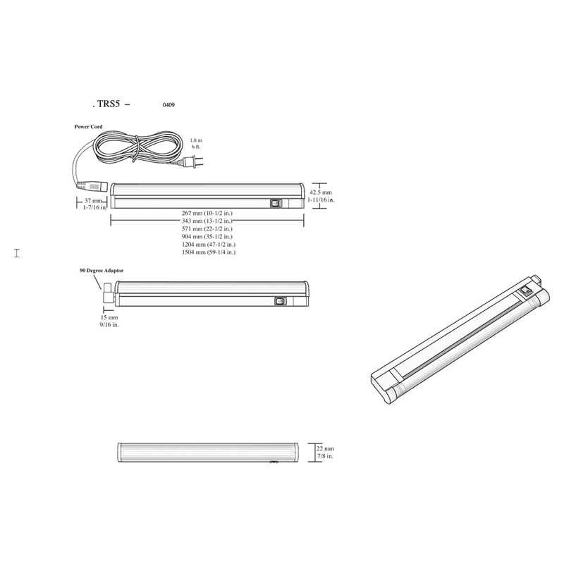 120V 14W T5 Trescent Warm White LED Linear Light, 35-1/2", Black, 3000K Alt 11 - Image