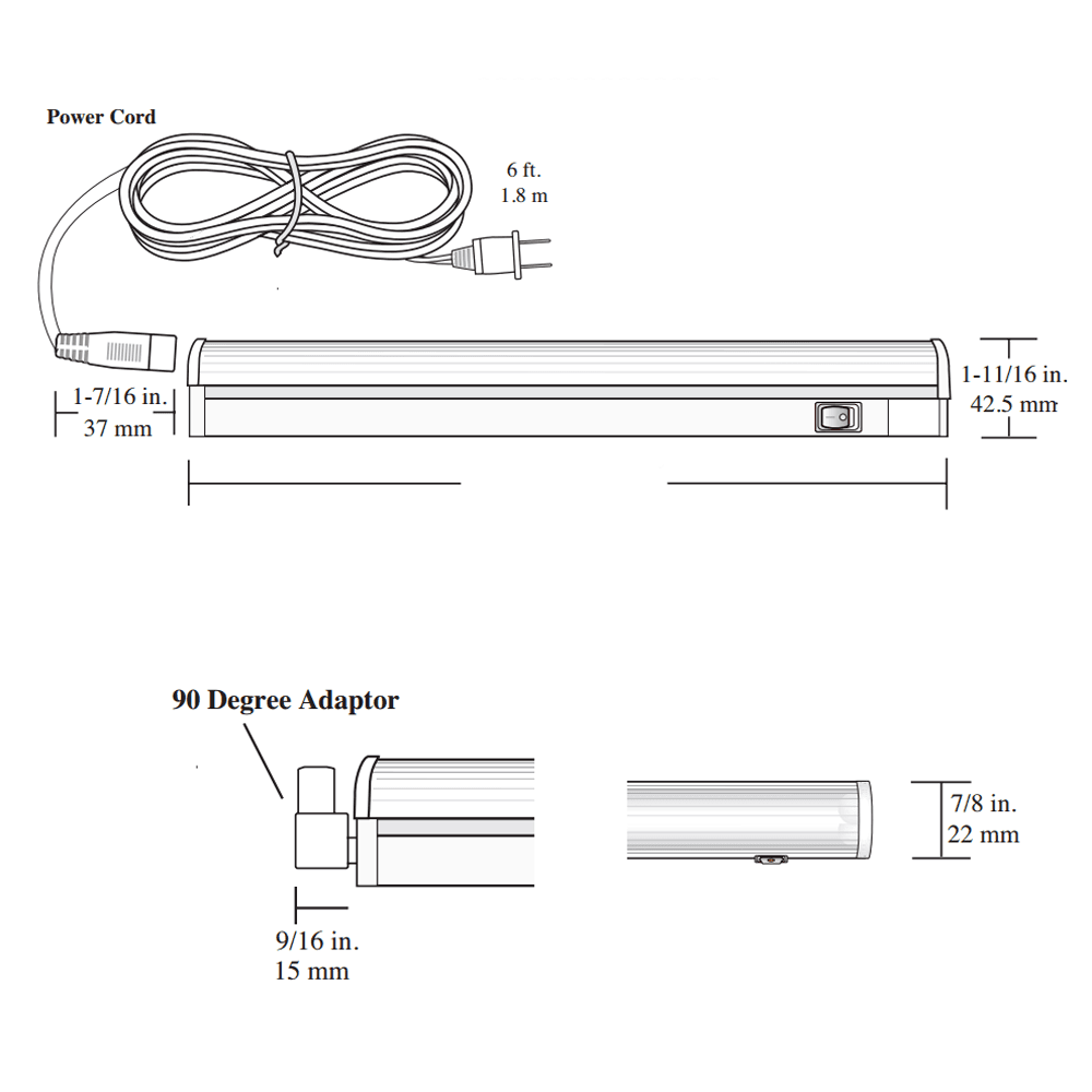 T5 Trescent LED strip light with cool white light and slim design for displays and cabinets