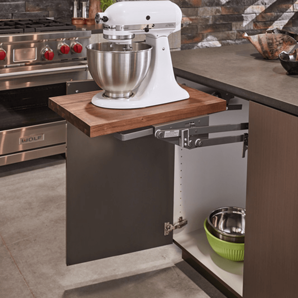 Mixer Lift Kit with Soft-Closing for 18" Base Frameless Cabinet, Walnut - Alt Image 5