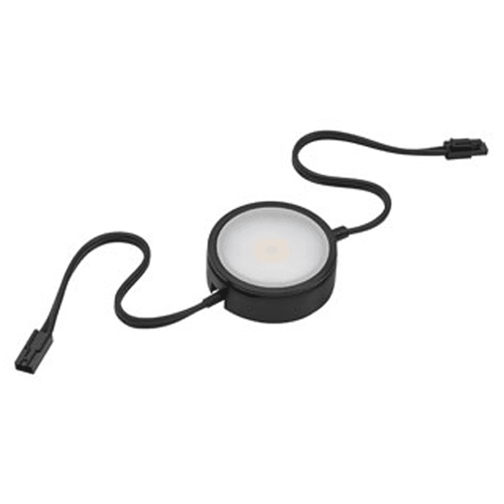 Close-up of Tresco Lighting PockitAr 120M 4W Warm White Puck Light in Black