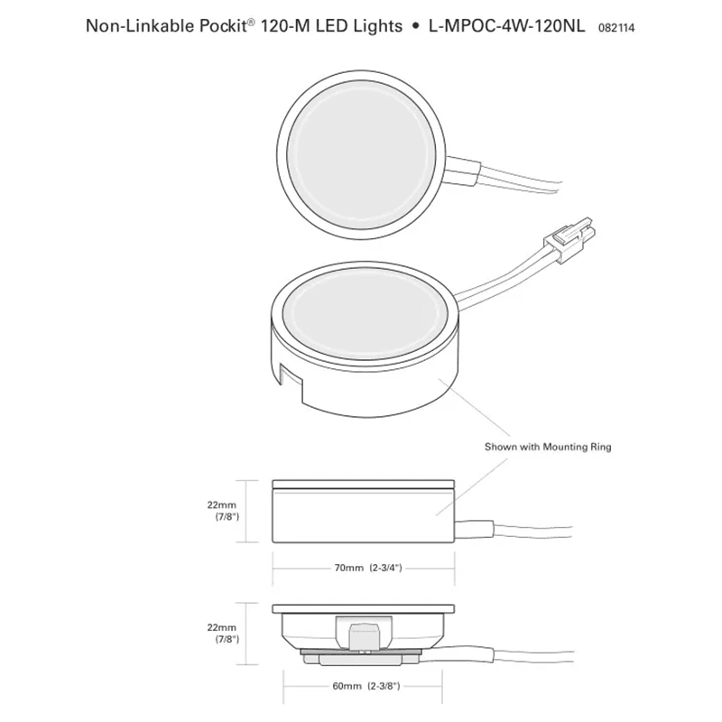 120V 4W Pockit 120-M Non-Linkable LED Puck Light, 2-3/4", Black, 5000K Alt 5 - Image