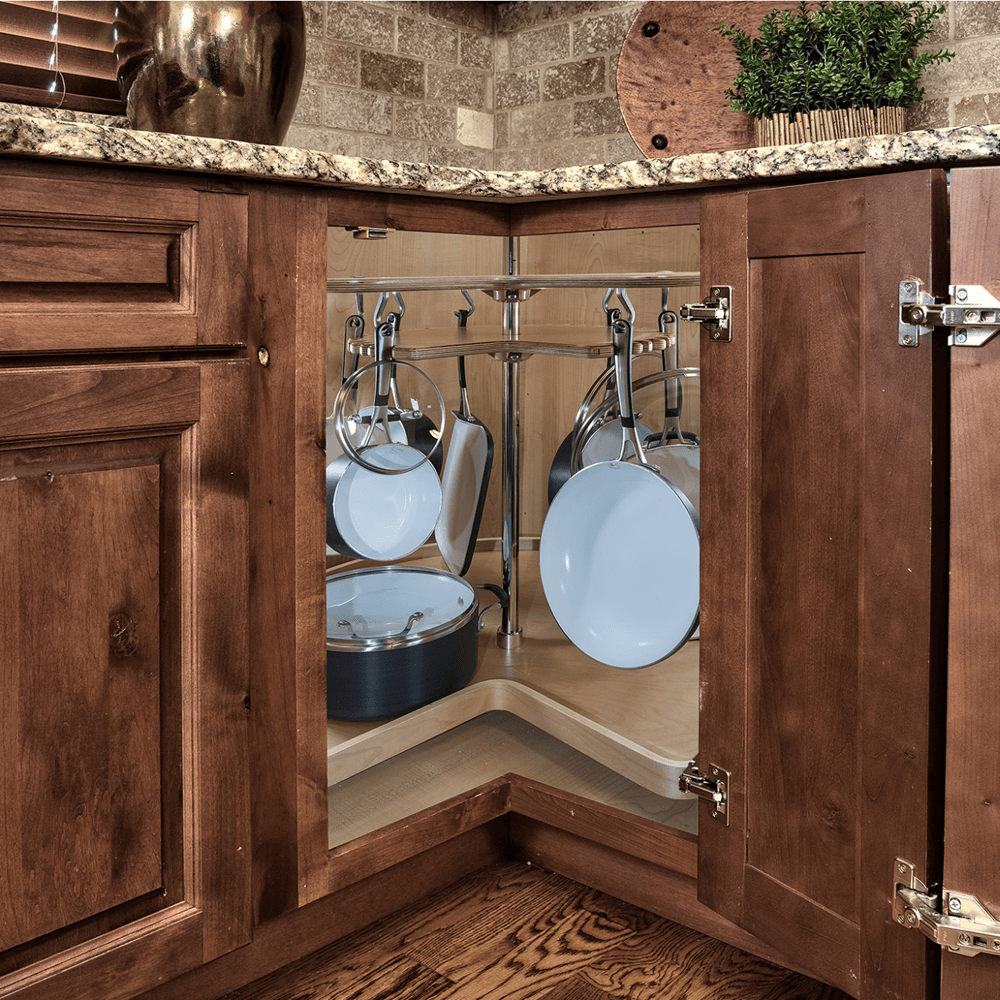 28" Kidney Glideware 2 Tray Not-So-Lazy Susan with 7 Hooks - Alt Image 2