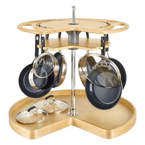 28" Kidney 2 Tray Lazy Susan, Natural - Alt Image 1