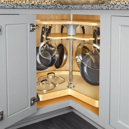 28" Kidney 2 Tray Lazy Susan, Natural - Alt Image 2
