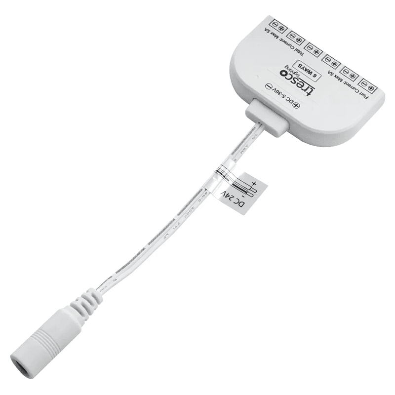 24VDC Power Adapter, Barrell to MINI, 6-Port Main - Image