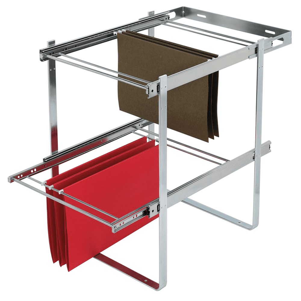 Rev-A-Shelf 2-Tier File Drawer System Kit, Chrome, Full-Extension Slides
