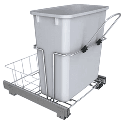 Single 20 QT Bottom-Mount Waste Container Pullout, Ball-Bearing for 18" Cabinet Opening, Gray - Main Image