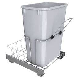 Single 32 QT Bottom-Mount Waste Container Pullout, Ball-Bearing for 18" Cabinet Opening, Gray - Main Image