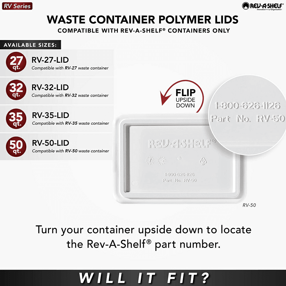 RV-LID Polymar Lid for 27 QT Waste Container, White Alt 2 - Image
