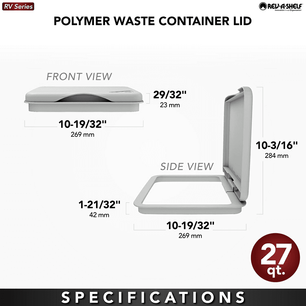 RV-LID Polymar Lid for 27 QT Waste Container, White Alt 3 - Image