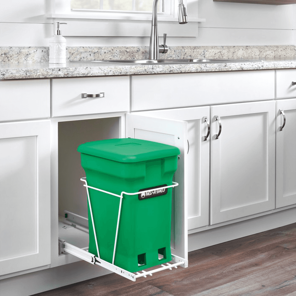 Single 24 QT Bottom-Mount Waste Container Pullout, Black - Alt Image 1