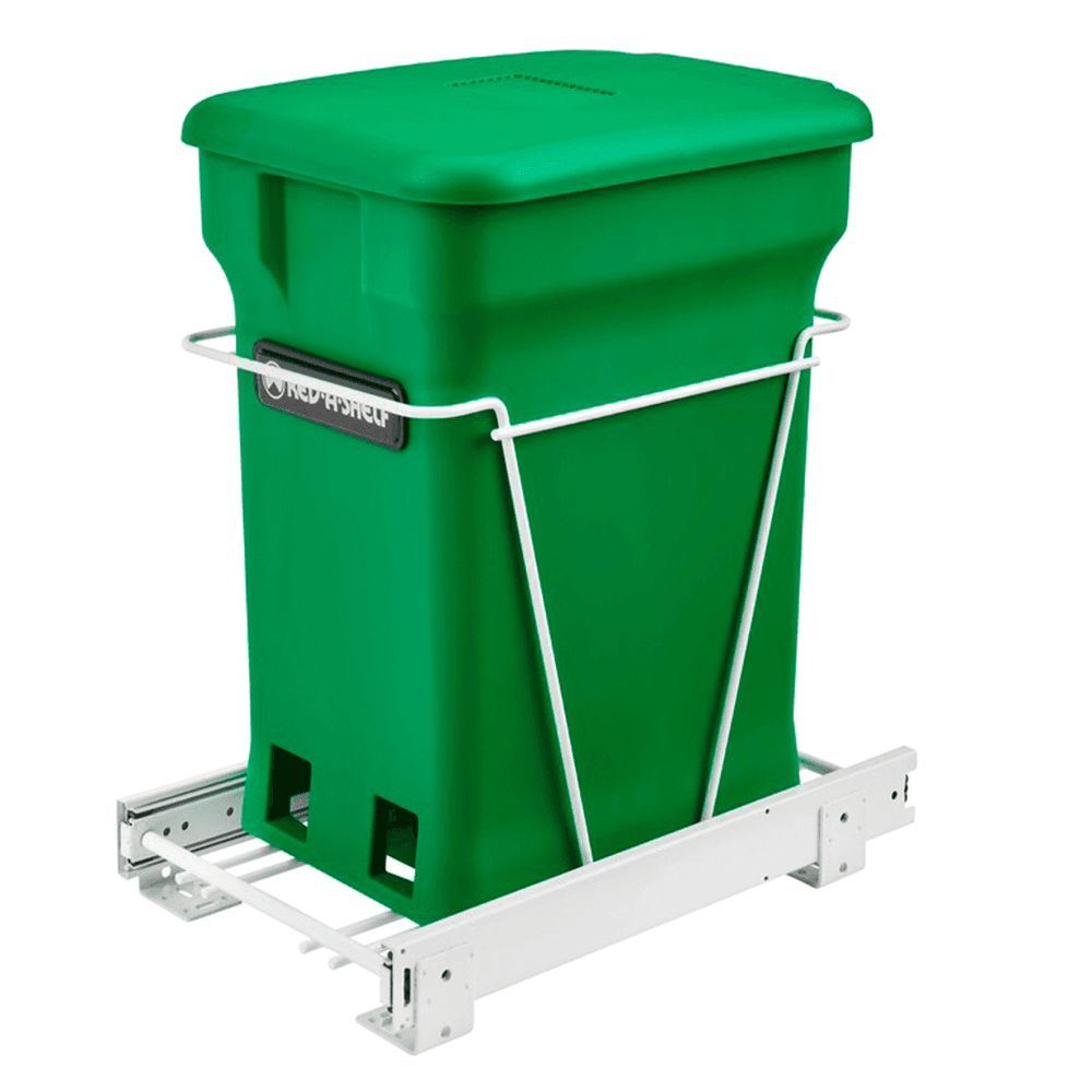 Single 24 QT Bottom-Mount Waste Container Pullout, Green - Main Image