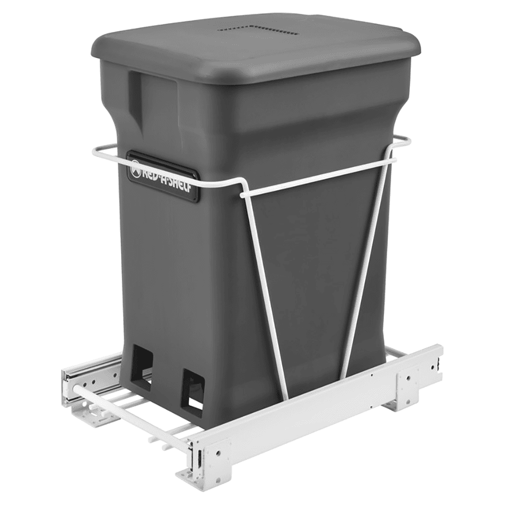 RV Single 24 QT Bottom-Mount Waste Container Pullout with Full-Extension Soft-Closing Slide, Orion Gray - Main Image