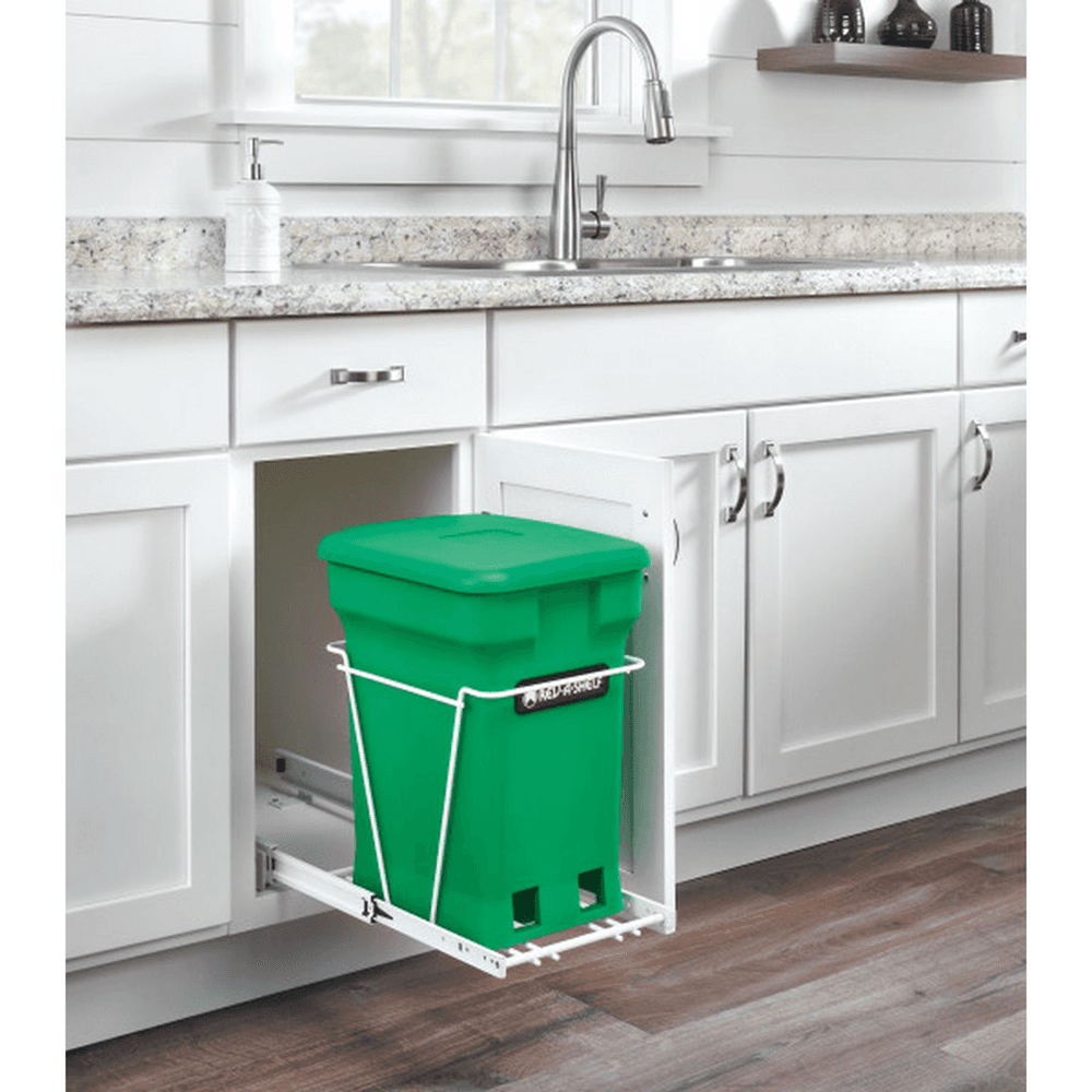 RV Single 24 QT Bottom-Mount Waste Container Pullout with Full-Extension Soft-Closing Slide, Orion Gray - Alt Image 2