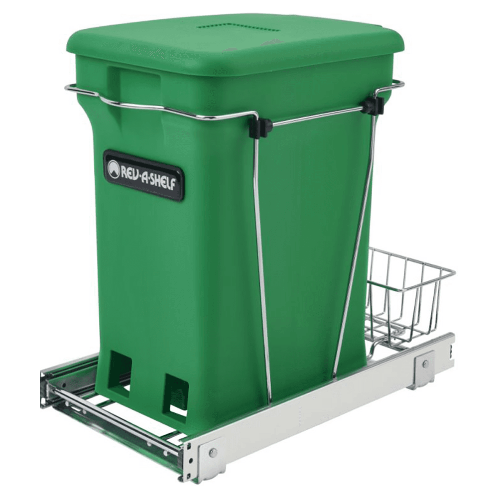 Single 24 QT Bottom-Mount Waste Container with Compo+ Container, Green - Main Image