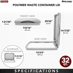 RV-LID Polymar Lid for 32 QT Waste Container, Gray Alt 4 - Image