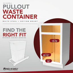 Single 32 QT Bottom-Mount Wire Waste Container for 14-1/2" Cabinet Opening, White Alt 2 - Image