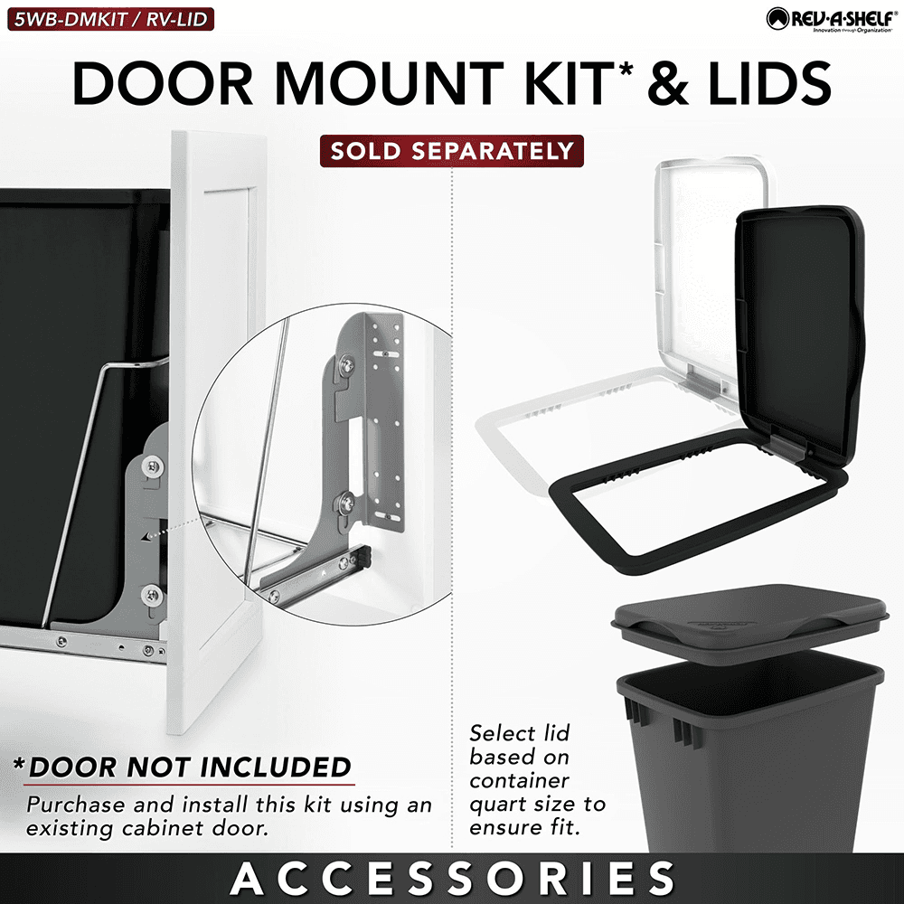 Single 32 QT Bottom-Mount Wire Waste Container for 14-1/2" Cabinet Opening, White Alt 4 - Image