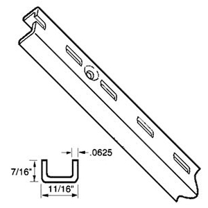 Reeve 3'''' RV40 Single Slot Shelf Standard, Satin Zinc Finish - Side View