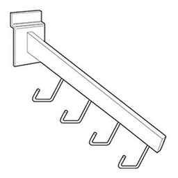 12" RVS94 Slatwall J-Hook Faceout with 4 Hooks, Polished Chrome Main - Image