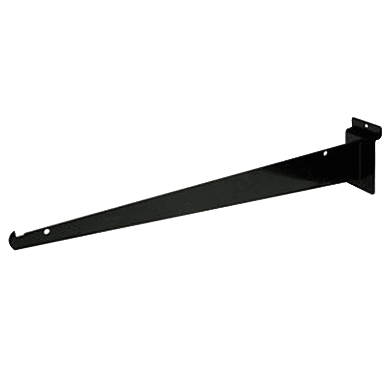 8" Slatwall Shelf Bracket, Black Finish, Tempered Steel