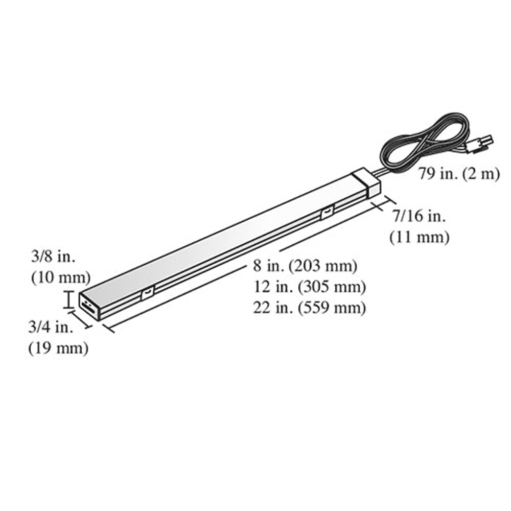 Tresco Lighting LED Linear Light - Cool White, 5W, 12 Inch, Nickel Finish - Side View