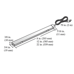 Tresco Lighting LED Linear Light - Cool White, 5W, 12 Inch, Nickel Finish - Side View