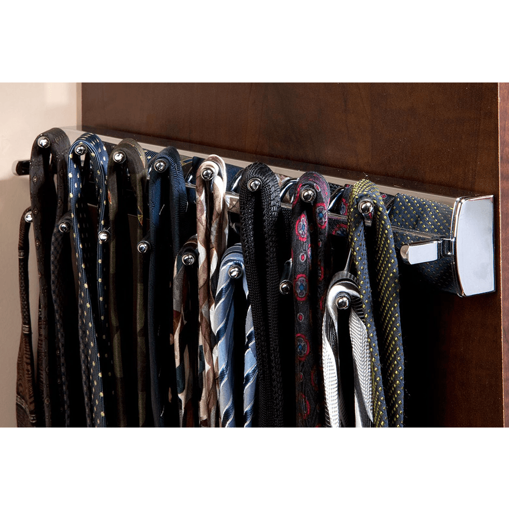 Rev-A-Shelf 13-15/32" Sidelines Tie Rack Chrome Finish One-Touch Pop-Out Mechanism Closet Accessory