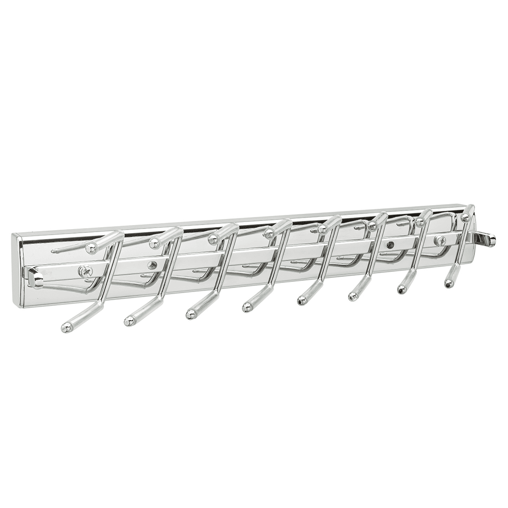 Chrome Finish Tie Rack with One-Touch Pop-Out Mechanism for Closet Organization by Rev-A-Shelf