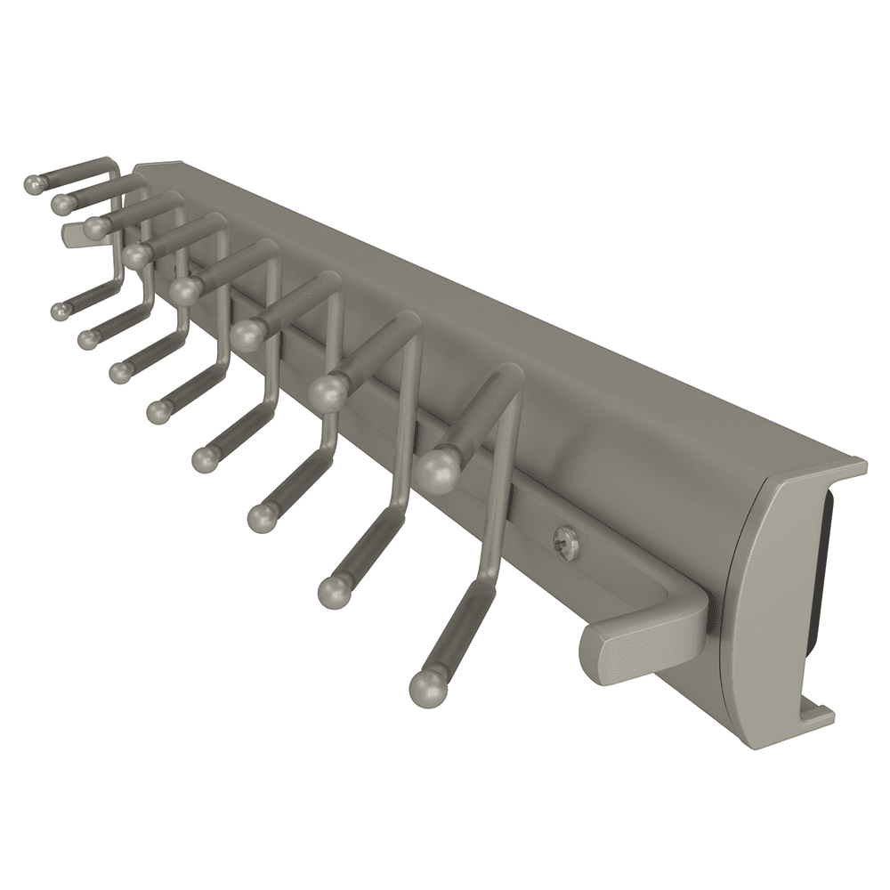 Holds up to 16 ties with non-slip PVC coated pegs