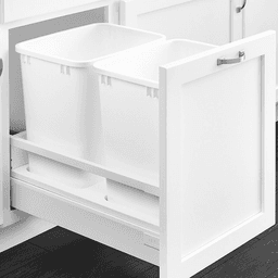 Double 50 QT Bottom-Mount Waste Container, BLUMOTION TANDEMBOX Soft-Closing for 15" Cabinet Opening, White - Alt Image 1