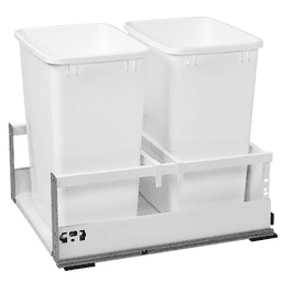 Double 35 QT Bottom-Mount Waste Container, BLUMOTION TANDEMBOX Soft-Closing for 15" Cabinet Opening, White - Main Image