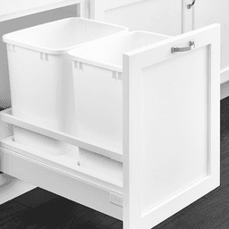 Double 35 QT Bottom-Mount Waste Container, BLUMOTION TANDEMBOX Soft-Closing for 15" Cabinet Opening, White - Alt Image 1