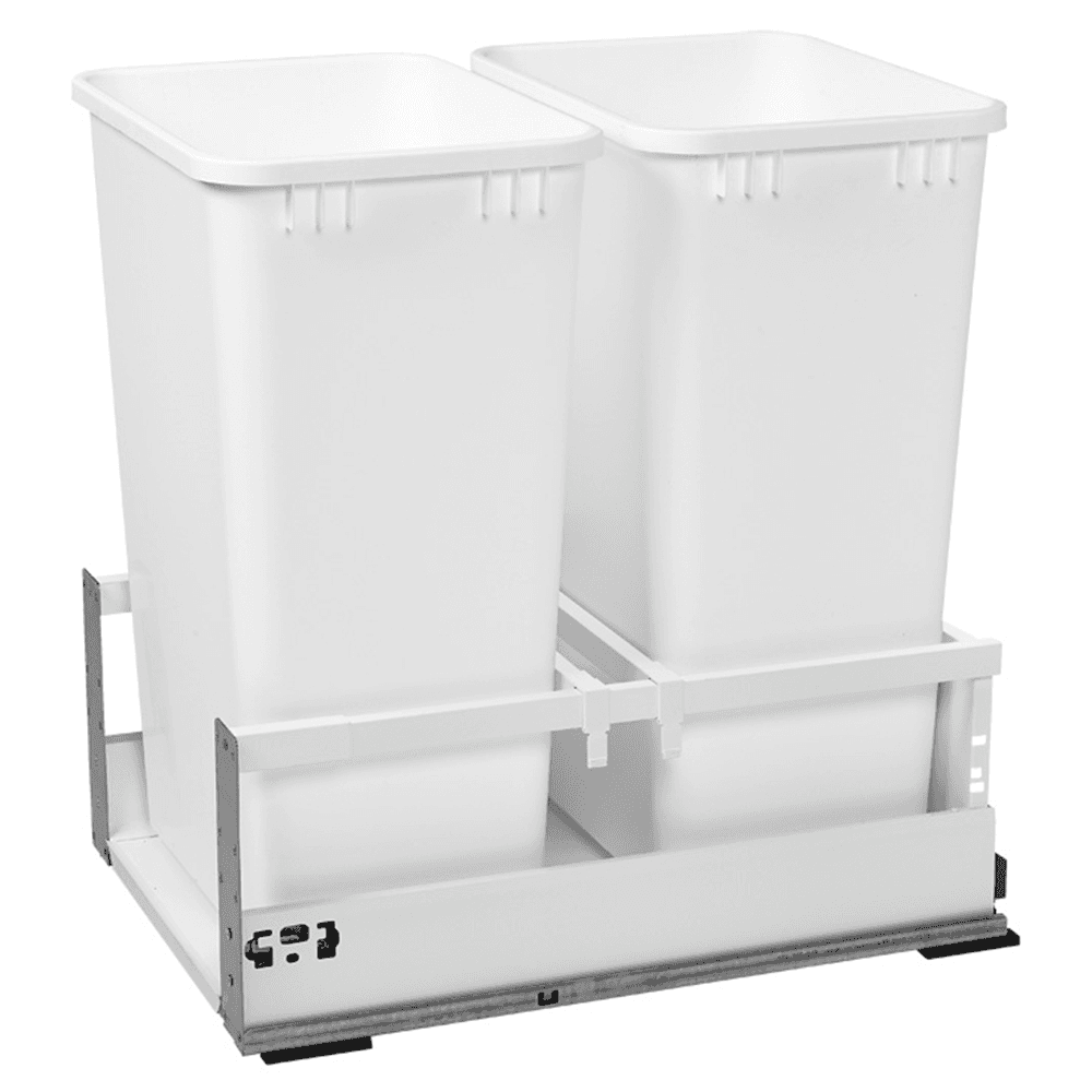 Double 50 QT Bottom-Mount Waste Container, BLUMOTION TANDEMBOX Soft-Closing for 18" Cabinet Opening, White - Main Image