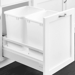 Double 50 QT Bottom-Mount Waste Container, BLUMOTION TANDEMBOX Soft-Closing for 18" Cabinet Opening, White - Alt Image 1