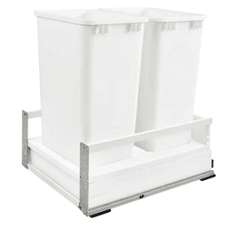 Double 50 QT Bottom-Mount Waste Container Pullout with Blum Servo-Drive, White - Main Image