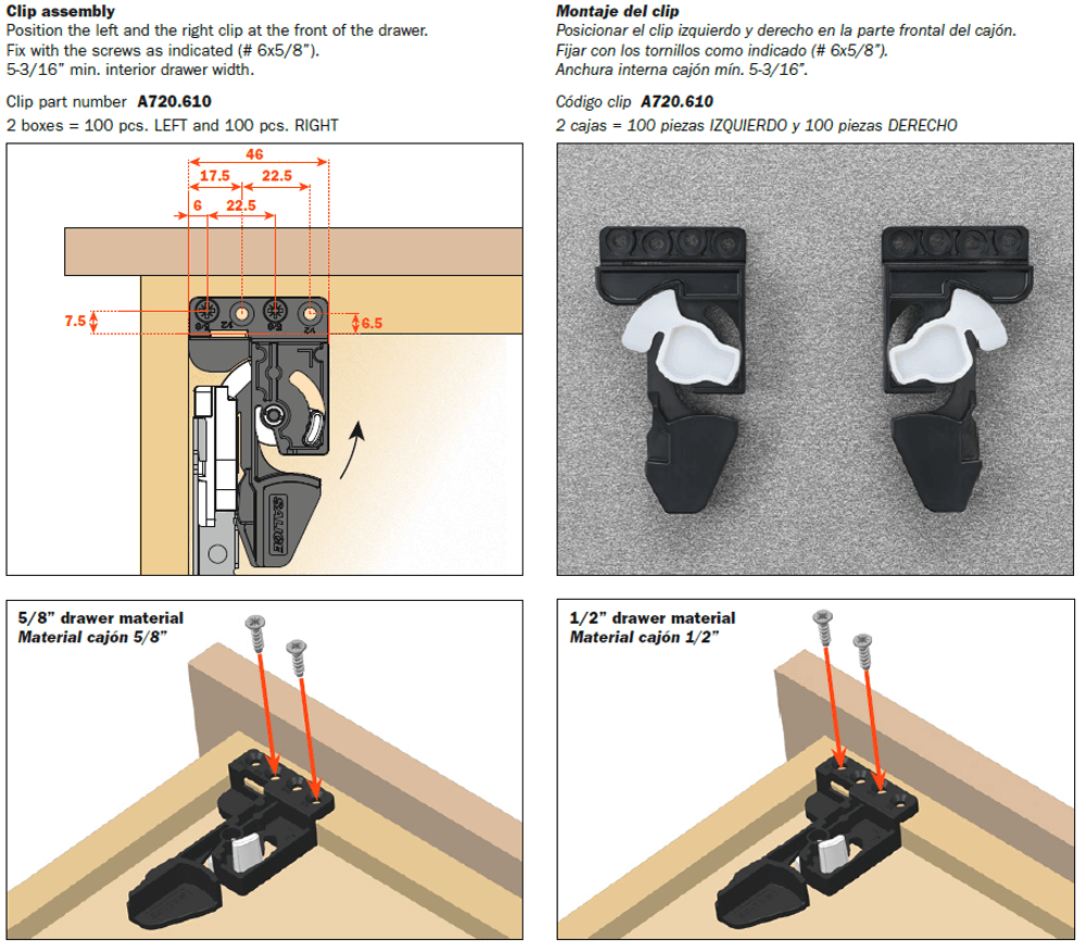 Salice Futura Drawer Locking Device Set - Front View