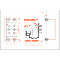 Salice 1" Drawer Spacer Diagram