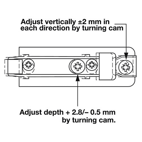 Clip-On 2-Cam Adjustable Wing Mounting Plate, Nickel-Plated, Expando, 2mm - Alt Image 1